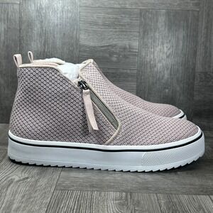 JVC High Top Sneakers Size 4M Mauve Pink Knit Platform Zip Up NEW